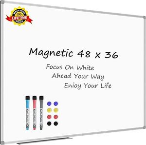 lot O-159 image: Lockways White Board Dry Erase Board 48 x 36 Inch, Magnetic Whiteboard 4 x 3, Silver Aluminium Frame