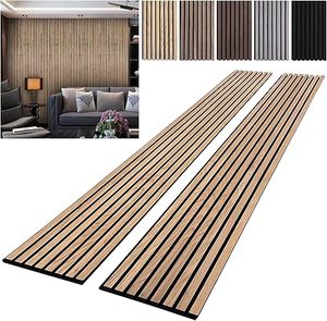 lot I-166 image: Wood Wall Panels Acoustic Wall Panels for Interior Wall Decoration Two 94.68 x 12.79 Wood Slat Paneling