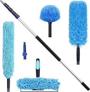 lot H-174 image: 30 Foot High Reach Cleaning Kit with 6-24FT Telescoping Pole - High Ceiling Dusting and Window Cleaning Kit