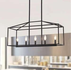 lot L-206 image: Dining Room Chandelier 5-Light, Linear Rectangle Chandeliers, Kitchen Island Lighting Fixtures, Farmhouse Pendant Lights