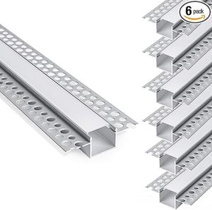 lot C-219 image: 6-Pack 6.6ft2Meter Plaster-in LED Channel, Trimless recessed Aluminum Channel with Double Flange