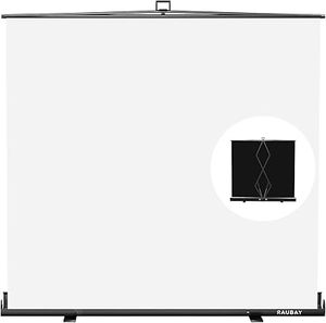 lot H-223 image: RAUBAY 78.7 x 82.7in Large Collapsible White Backdrop Screen Portable Retractable Panel Photo Background with Stand for Video Conference