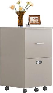 lot O-255 image: dreamlify 2-Drawer Mobile File Cabinet, Rolling Filing Cabinet Under Desk Office Commercial Vertical Storage Cabinet Printer Stand with Lock Hanging File Fol