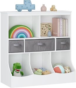lot L-264 image: UTEX Toy Storage Organizer with Bookcase, Kids Bin Storage Unit with 8 Compartments and 3 Baskets