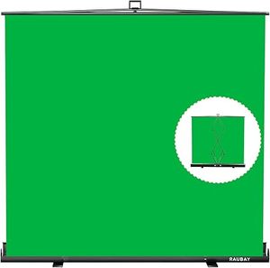 lot O-317 image: RAUBAY 78.7 x 82.7in Large Collapsible Green Screen Backdrop Portable Retractable Chroma Key Panel Photo Background with Stand for Video Conference