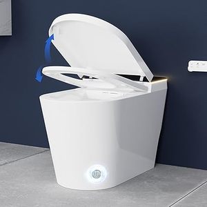 lot H-318 image: Smart Toilet with Built-in Bidet Seat Smart Bidet Toilet Built-in Tank Toilets,Remote Control,Heated Seat Foam Shield Foot Sensor Warm Water,LED Display,One Piece Toilet for Bathroom White