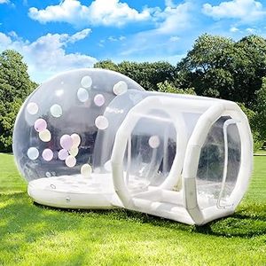 lot K-319 image: 10FT Inflatable Double Bouncing Bubble House, Clear PVC Inflatable Bubble House Tent with Tunnel, Bubble Balloon House