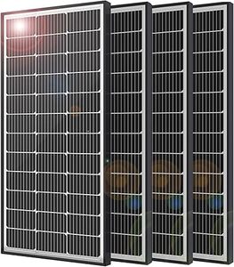 lot H-355 image: JJN Solar Panel 4PCS 100W 12V Solar Module High Efficiency 9BB Monocrystalline Solar Panel for RV Home Boat and Other Off Grid System