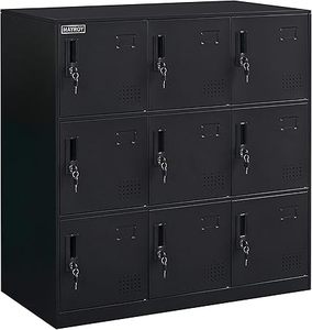lot S-404 image: 9 Door Locker Office Storage Locker Home and School Storage Organizer Metal Storage Cabinet with Lock for Classroom Gym Kids Room Playroom (Full Black)