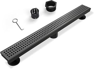 lot H-103 image: SaniteModar Linear Shower Drain, Matte Black Shower Drain 60 inch with Removable Grate,Brushed 304 Stainless Steel Shower Drain Include Hair Strainer