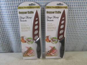 lot 204 image: (H-1) 2 New Kitchen Copper Knives...
