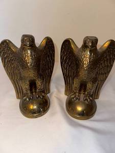 Vintage Brass Eagle Statues Bookends Pair
