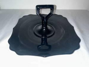 Vintage Black Glass Cake Stand
