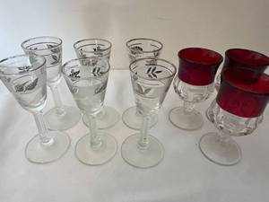 Vintage Glass Goblet Set, 10 Pcs