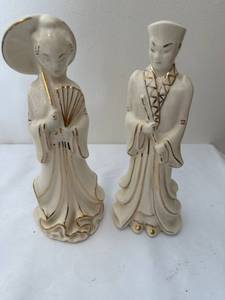 Ceramic Figurine Pair with Gold Detail