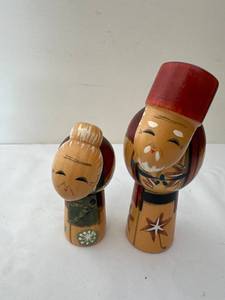 Handcrafted Japanese Kokeshi Dolls Pair