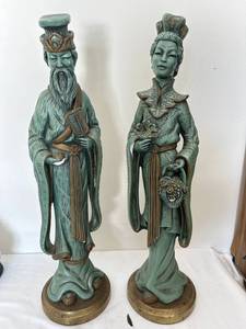 Asian-Inspired Ceramic Figurines Pair