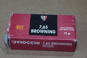 lot 127 image: 50 Fiocchi 7.65 Browning (.32 ACP) 73 Gr FMJ Ammo