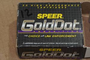 lot 135 image: 12 Speer Gold Dot 380 Auto 90 Gr GDHP Ammo