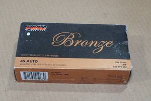 lot 146 image: 50 PMC Bronze 45 Auto 185 Gr JHP Ammo