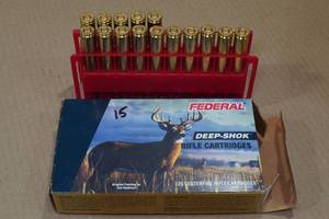 lot 157 image: 15 Federal Deep-Shok 30-06 Sprg 180 Gr JSP Ammo