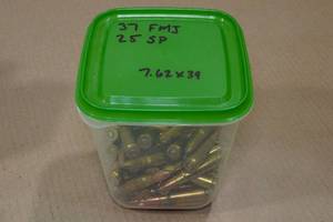 lot 161 image: 62 7.62 x 39mm Rounds - 37 FMJ, 25 SP