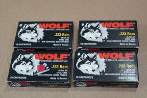 lot 166 image: 80 Wolf .223 Rem 55 Gr HP Steel Case Ammo