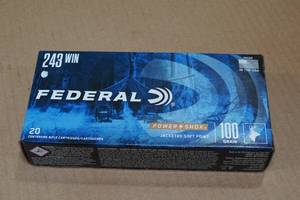 lot 168 image: 20 Federal Power Shok 243 Win 100 Gr JSP Ammo