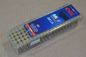 lot 171 image: 100 CCI Mini Mag 22 LR 40 Gr Copper Plated Round Nose Ammo