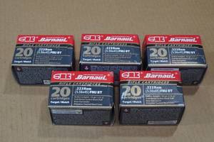 lot 182 image: 100 Barnaul .223 Rem 55 Gr FMJ BT Ammo