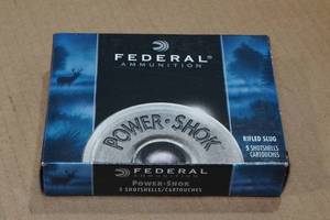 lot 186 image: 5 Federal Power-Shok 10 Gauge 3-12 Magnum Rifled HP Slugs