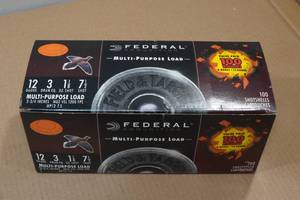 lot 196 image: 100 Federal 12 Gauge 3 7-12 Shot Shotshells