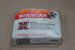 lot 198 image: 5 Winchester Super-X 20 Gauge 2-34 Rifled HP Slugs