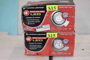 lot 18 image: 4 Brushed Nickel Gimbal LED