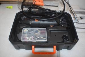 lot 32 image: WEN 23103 1-Amp Variable Speed Rotary Tool with 100 Accessories, Carrying Case and Flex Shaft
