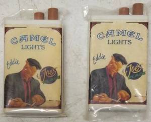 lot 42 image: (2) Vintage Camel Lights Metal Match - Eddie - Joes Place - Collectible