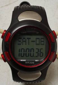 lot 43 image: Black Watch with Red Trim - Digital with Timer - Stopwatch - Date
