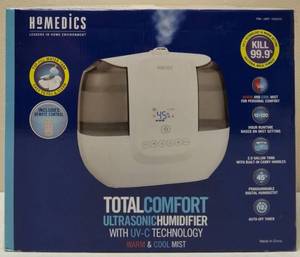 lot 46 image: Homedics   NEW  OPEN BOX Humidifier with UV-C Technology - Easy to fill & Clean 2.0 Gallon Tank (Has Remote)