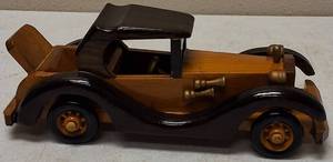 lot 60 image: Vintage Wooden Handcrafted Antique Classical Car