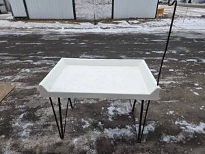 lot 20 image: Sol-O-Matic White Utility Laundry Room Table with Black Hairpin Legs