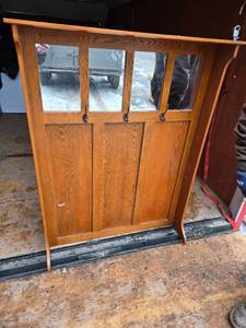lot 26 image: Wooden Hall Tree with Mirror and Hooks - Bench Portion Not There