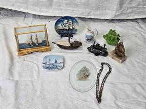 lot 80 image: 9 NauticalShip Themed Miniatures and Decor Pieces