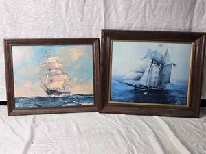 lot 114 image: 2 Framed Nautical Ship Paintings