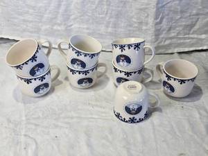 lot 142 image: Folkcraft Stoneware Cameo Snowman Mugs