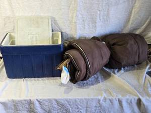 lot 175 image: Explorer Igloo Cooler and Hollofil Sleeping Bags