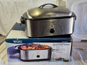 lot 212 image: Used Rival 20 Quart Roaster Oven with Stainless Steel Body