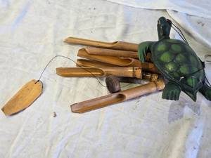 lot 225 image: Handcrafted Turtle Wind Chime with Bamboo Tubes