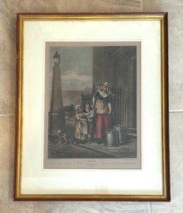 lot 96 image: A London Milkmaid Print from Cries of London Series by Francis Wheatley