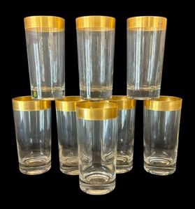 lot 134 image: Vintage Golden Accented Highball Tumblers