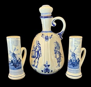 lot 132 image: Vintage Delft Carafe and Cups